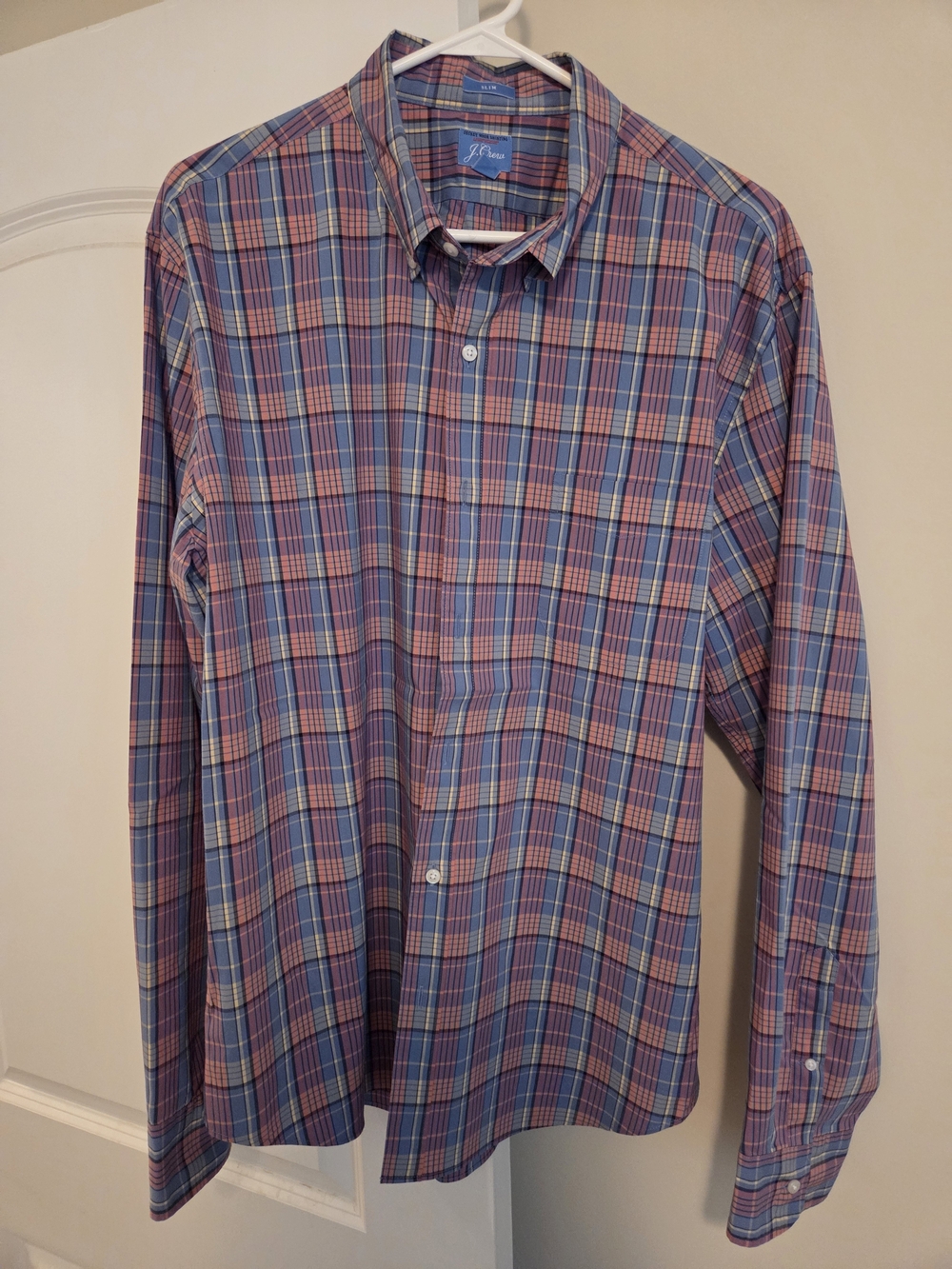 jf j.ferrar Men's Pink & Blue Plaid Button-Down Shirt